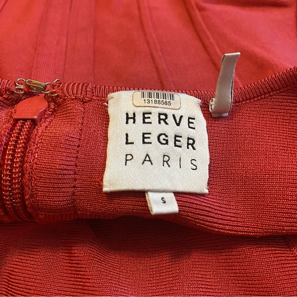 Herve Leger Corset Seam Square Neck Knit Bandage Mini Dress Pink Sz S - Picture 9 of 11